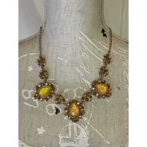 RSVP Womens statement rhinestone Necklace yellow